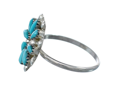 Authentic Sterling Silver Zuni Turquoise Flower Ring Size 5-3/4 AX130081